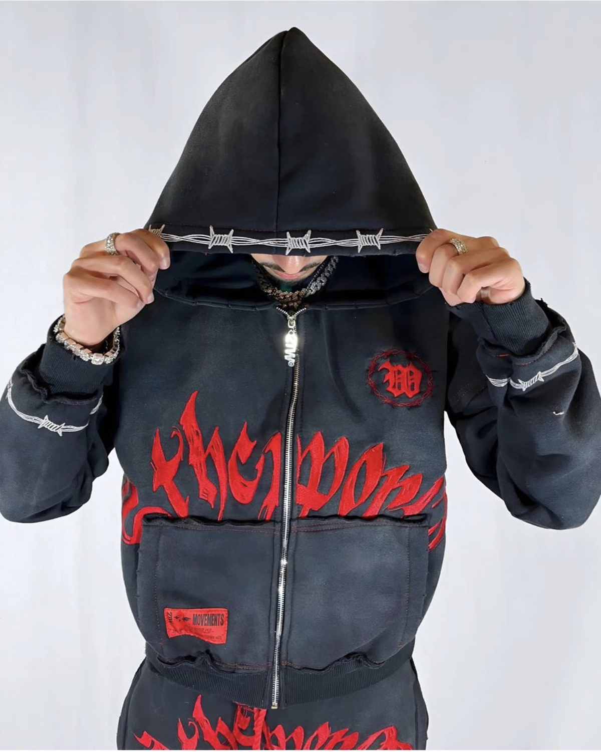Barbed Wire Graphic Zip Hoodie