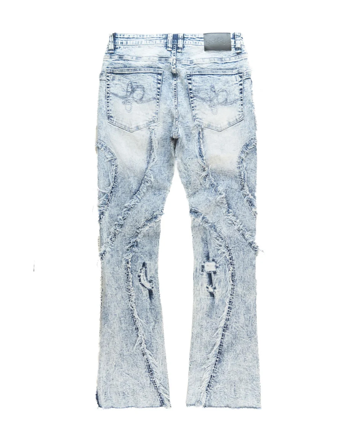 Frayed Back Detail Stacked Denim