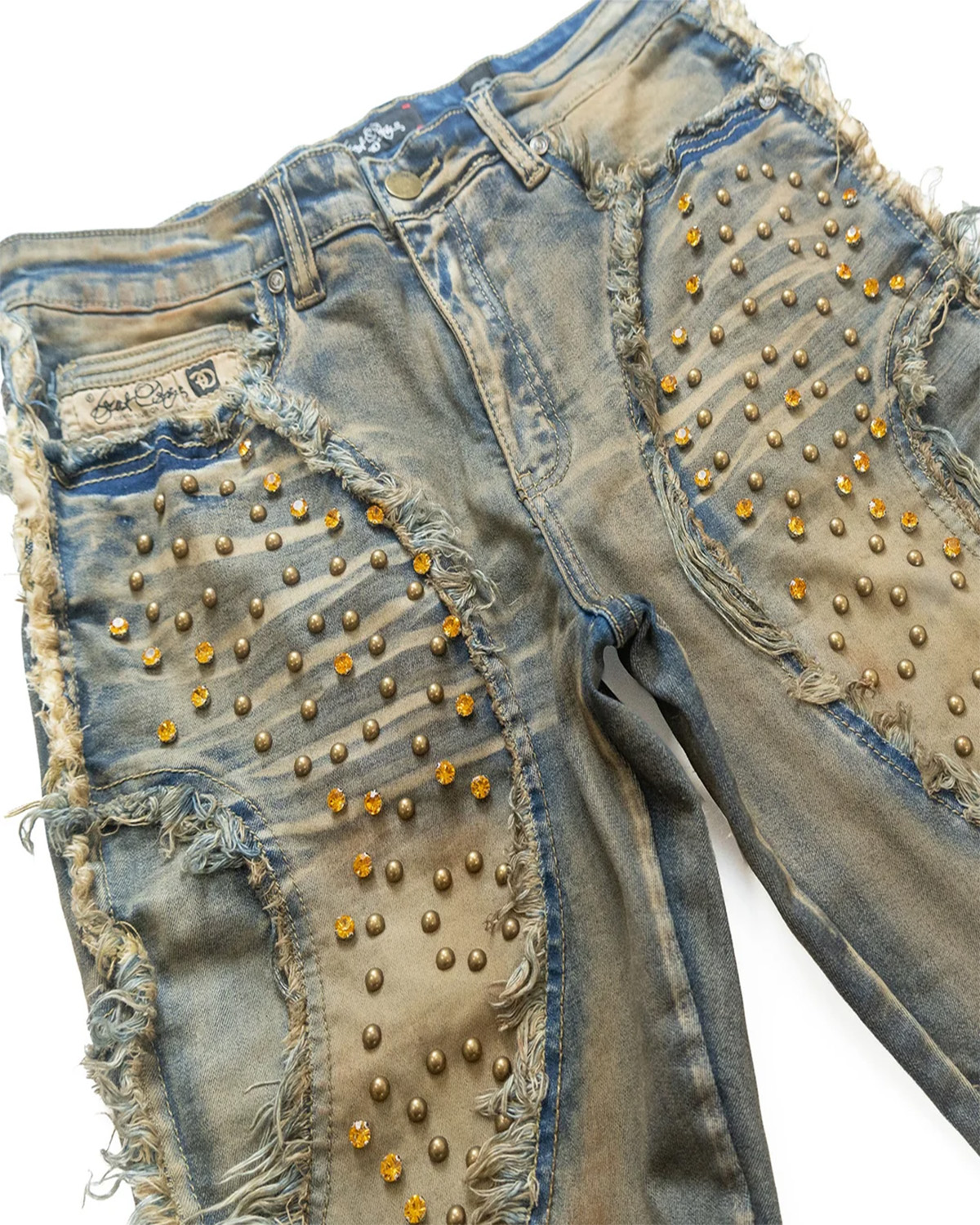 Distressed Studded Denim