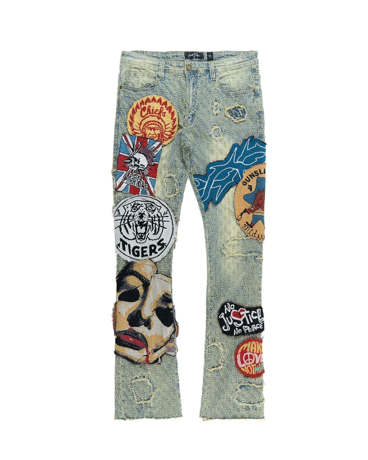 Vintage Patchwork Distressed Denim