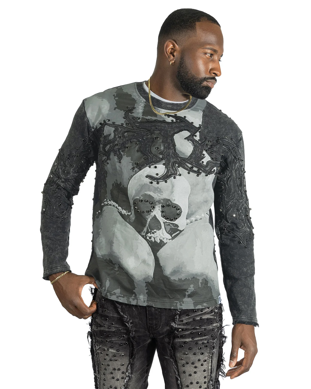 Embellished Skull Long Sleeve Tee