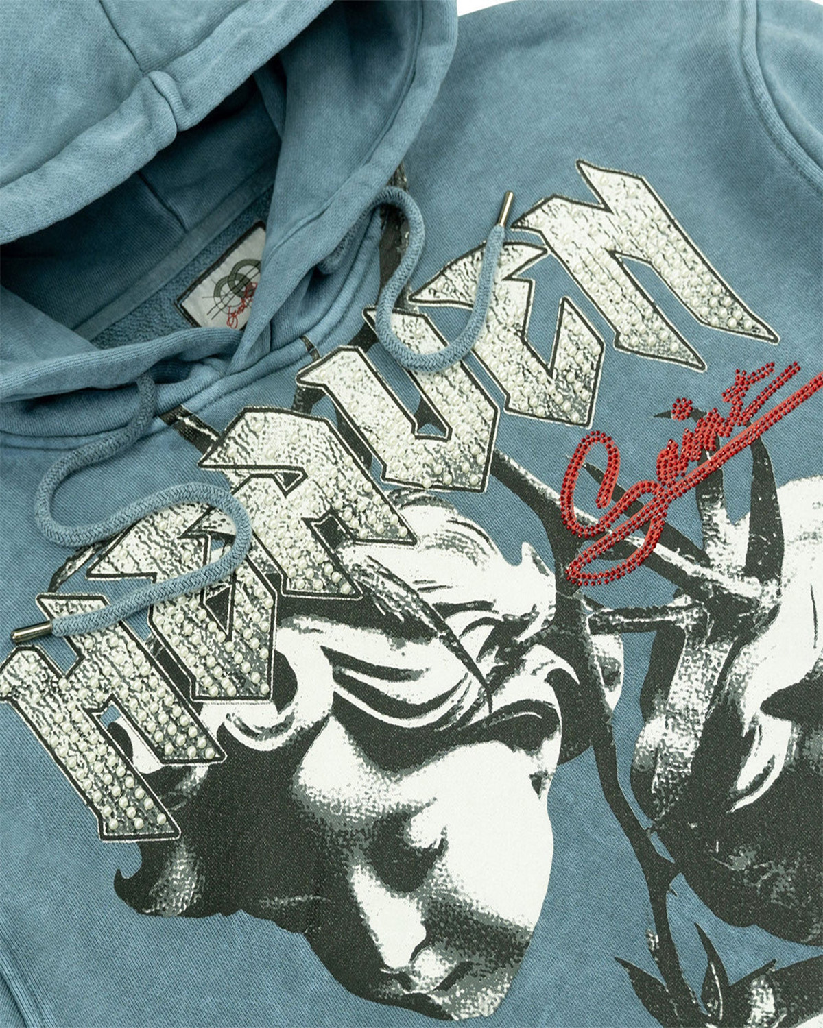 Heaven Saint Rhinestone Graphic Hoodie
