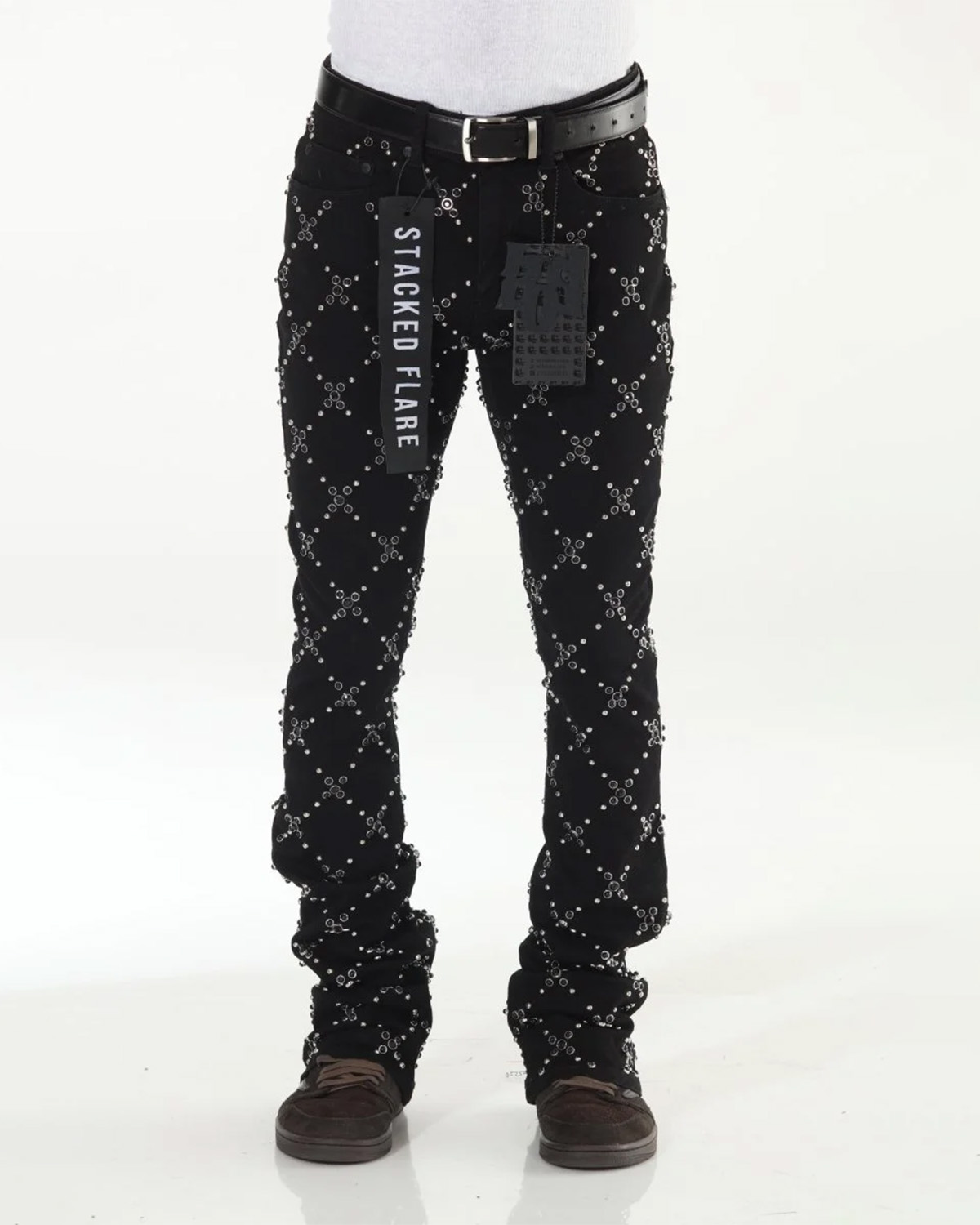 Studded Flare Utility Denim