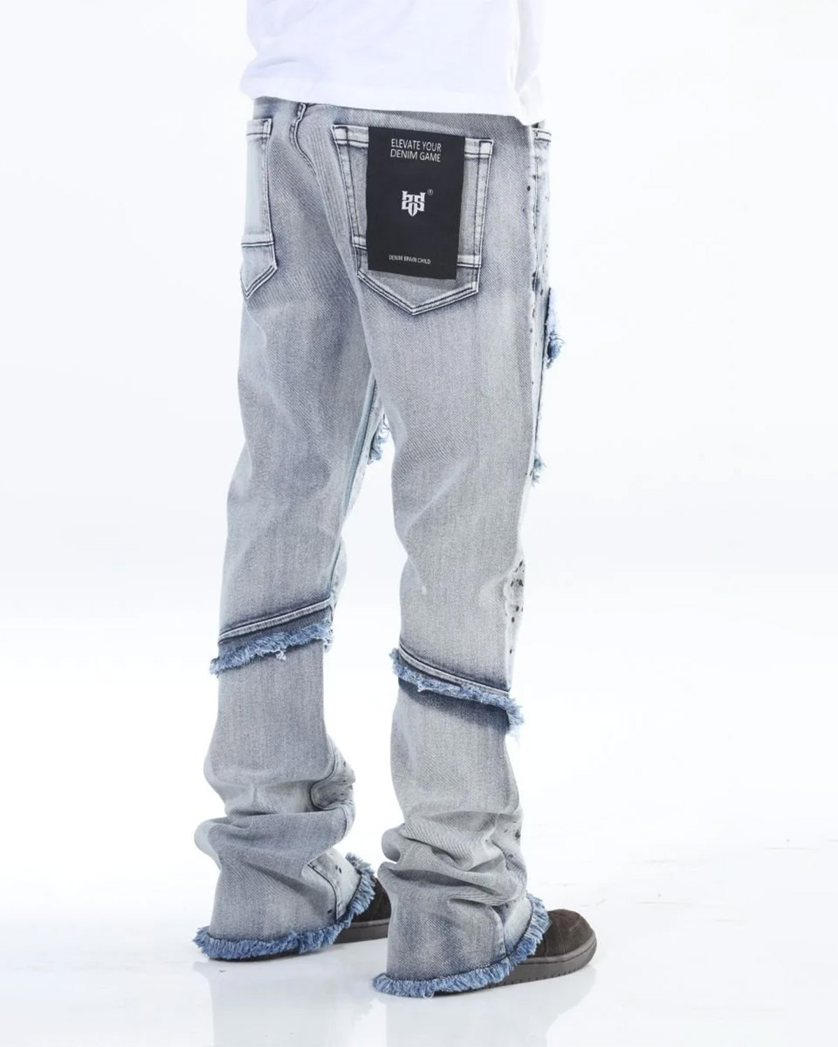 Distressed Light Wash Stacked Jeans
