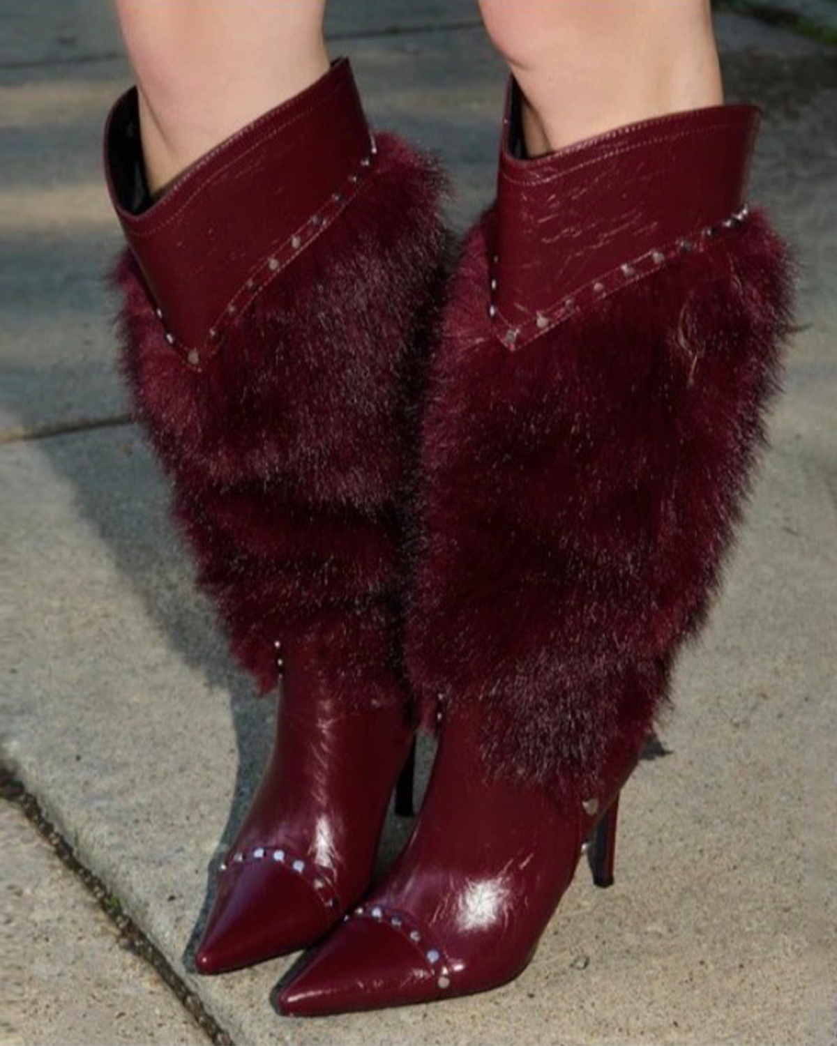 Faux Fur Trimmed Stiletto Boots