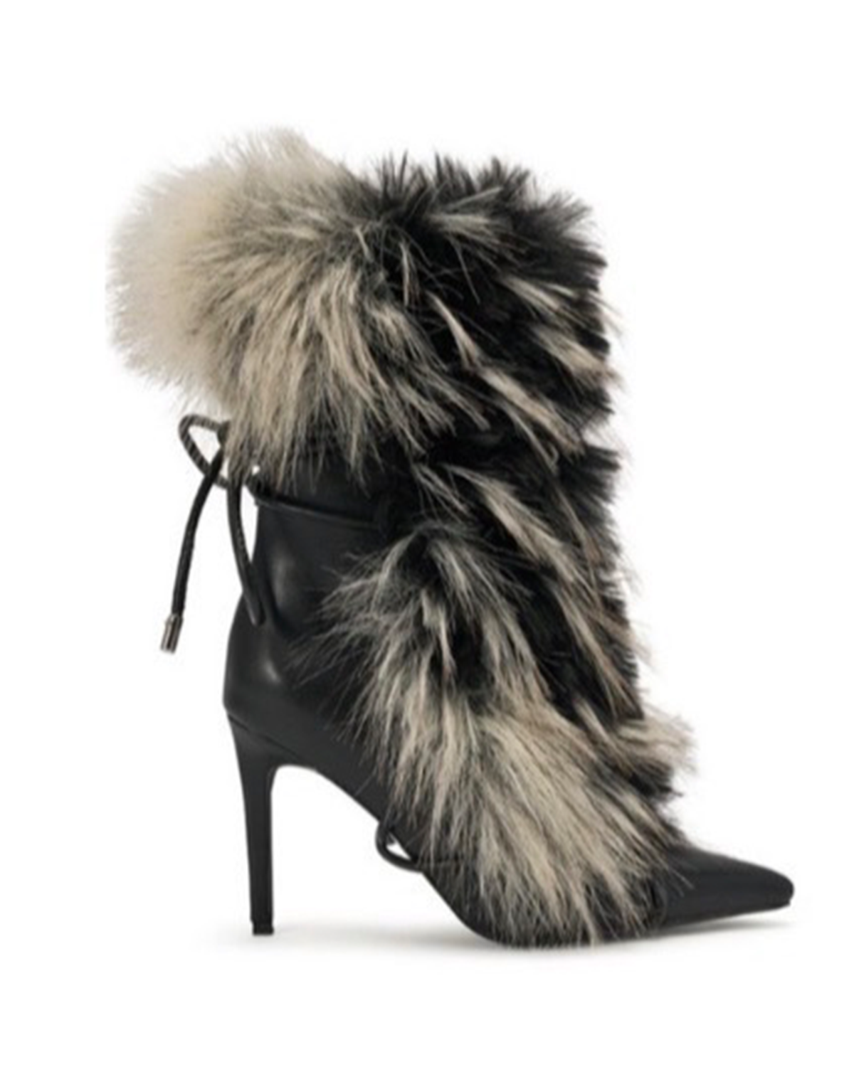 Monochrome Fur Stiletto Ankle Boots