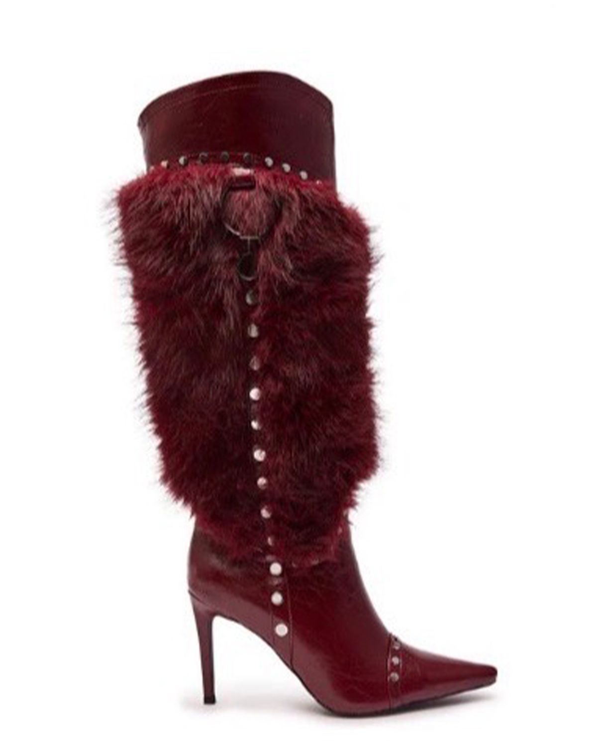 Faux Fur Studded Stiletto Boot